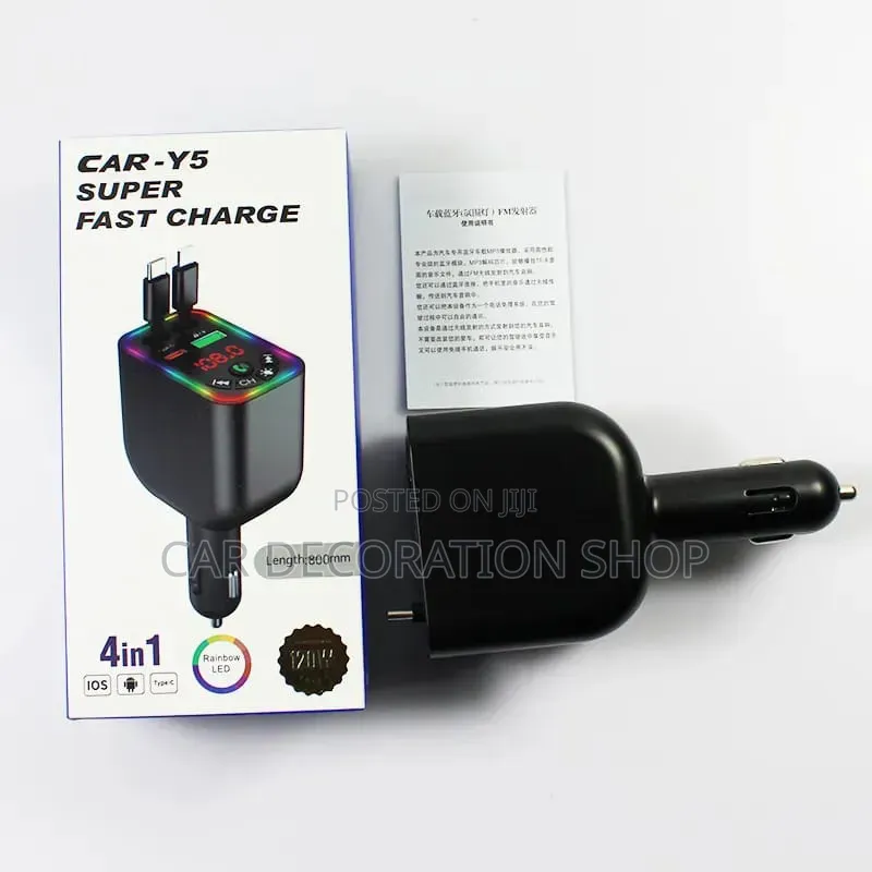 Car Super Fast Charging,Mp3 Player, With Retractable Typeclc+iPhone