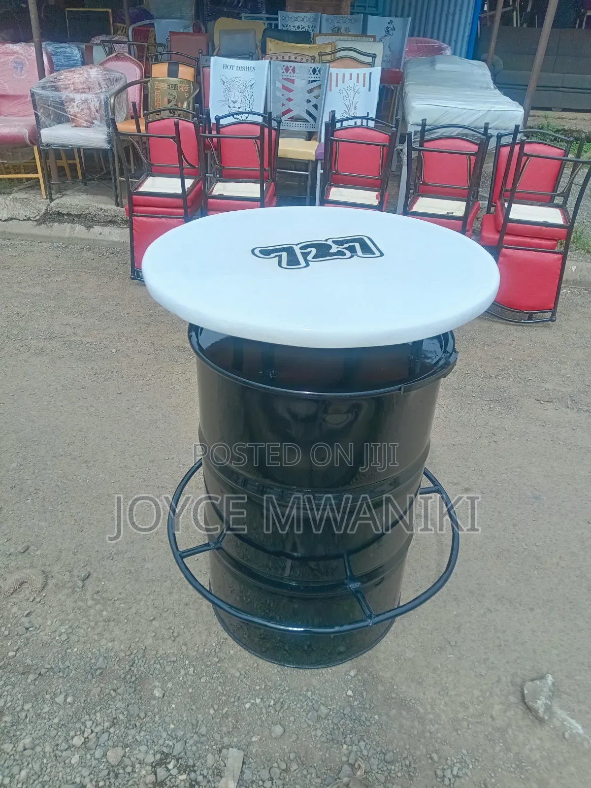 High Bar Drum Table, Black and White 