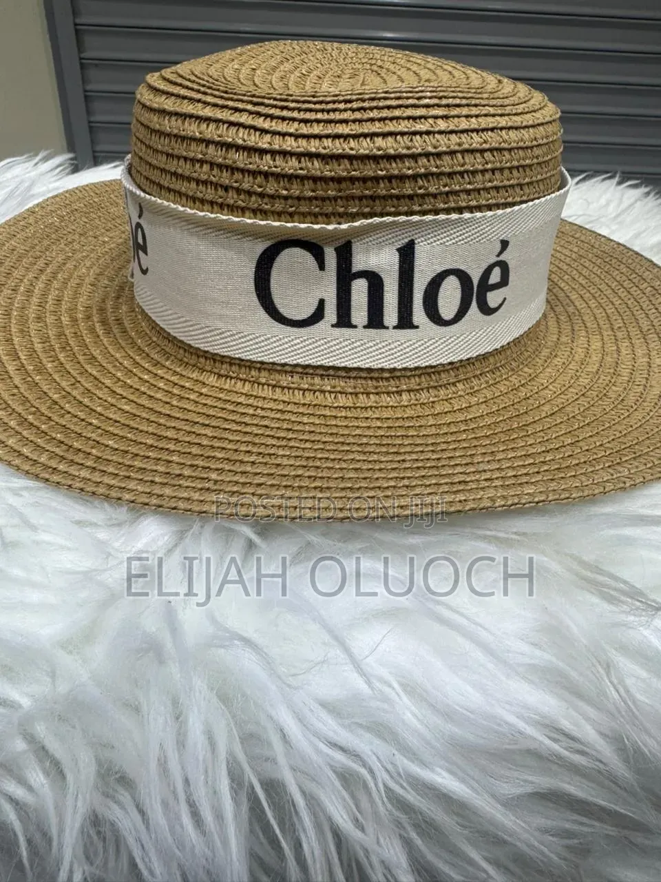 Chloe Branded Ribbon Straw/Beach Hat