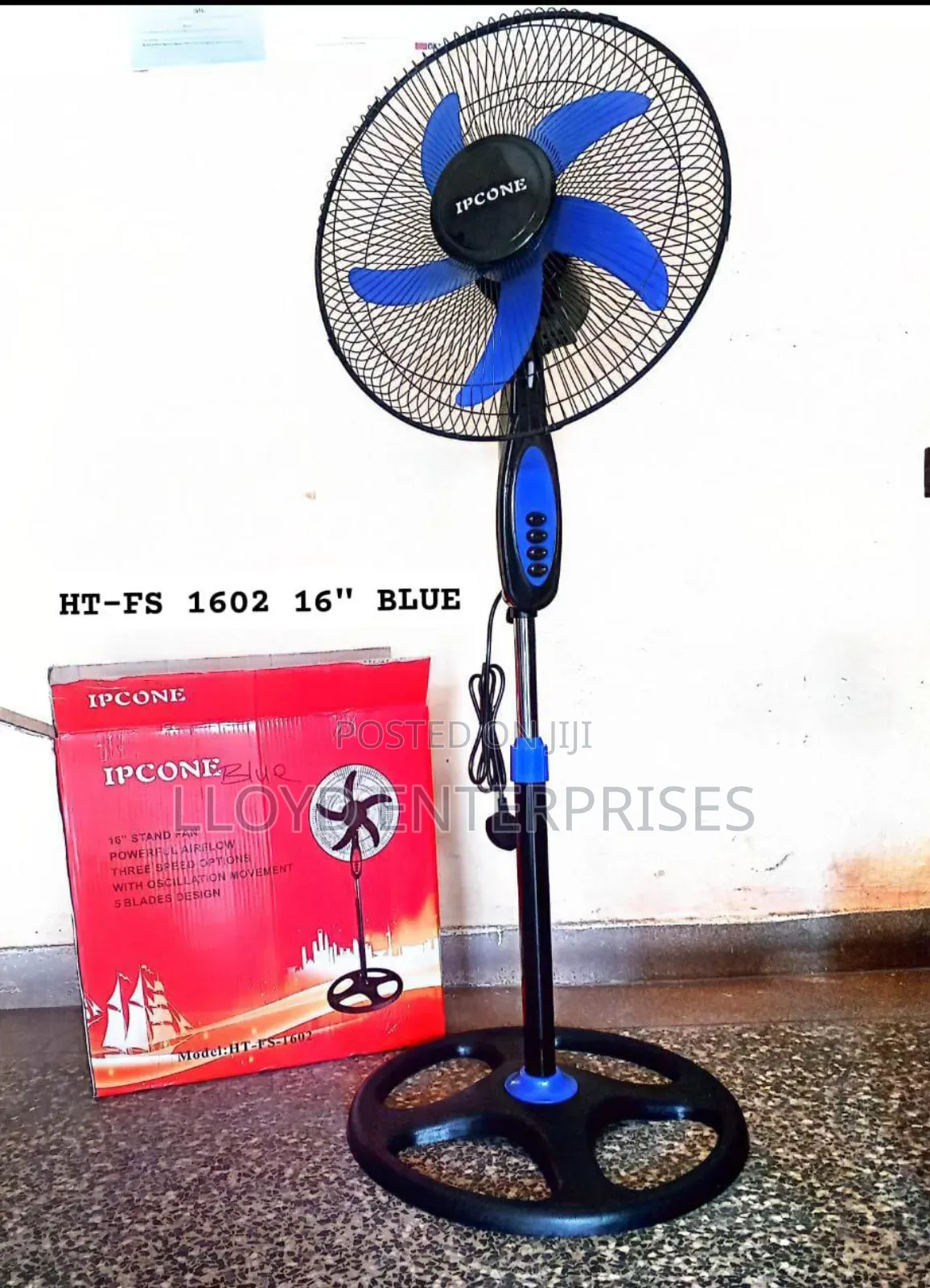 Ipcone Blue Black 16" Standing Fan