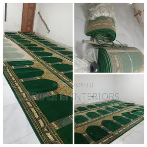 Classic Red Green Mosque Wall to Wall Carpet Design