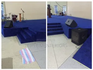 Modern Sacred Interior With Blue Delta Wall Carpet