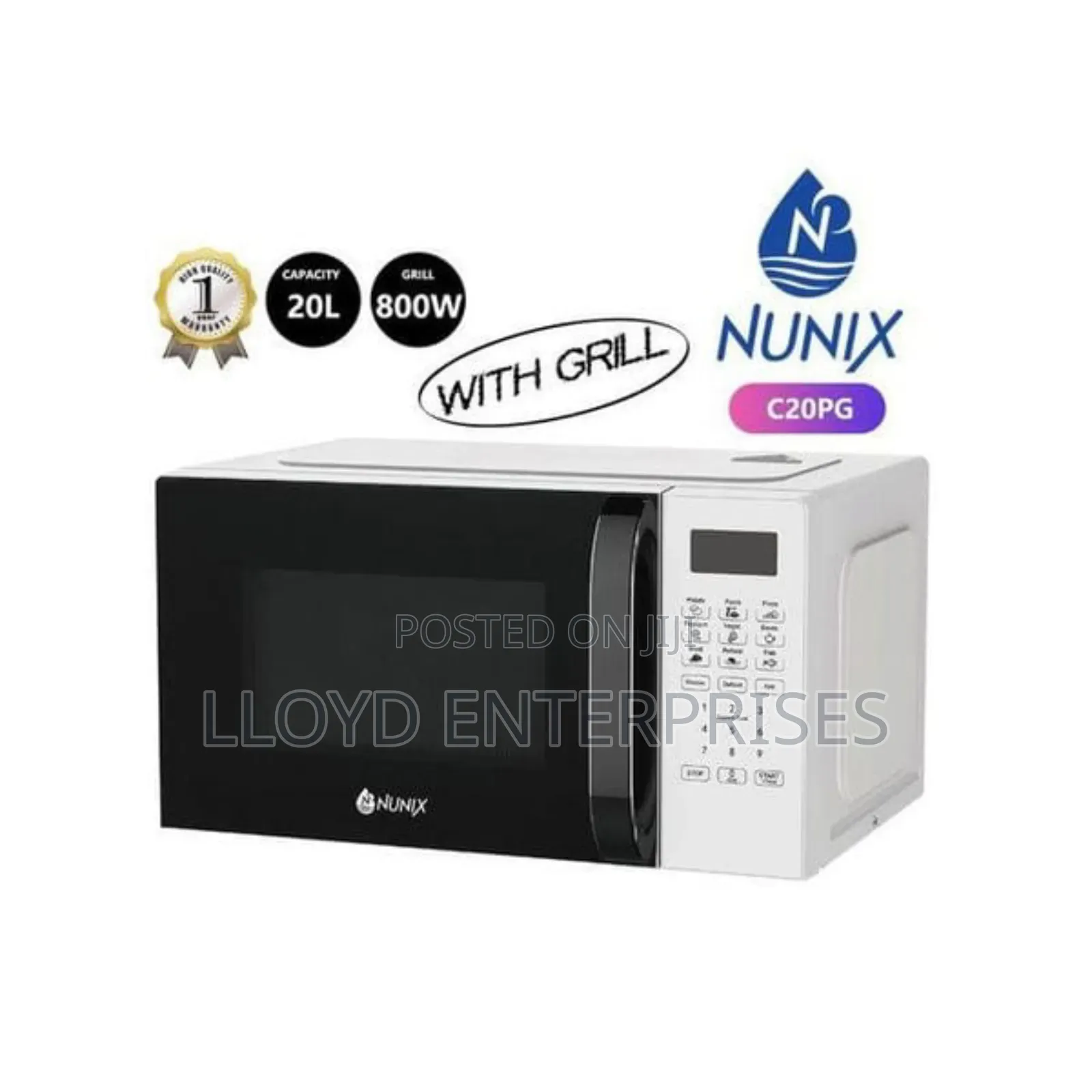 Nunix White Microwave With Grill -800watts