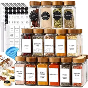 29 PCS Set Glass Storage Jars With Bamboo Lid .