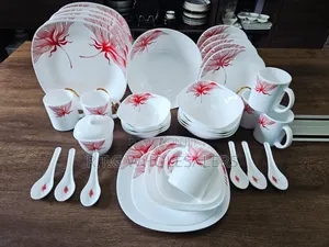 Elegant 39 Piece Square Opal Dinner Set