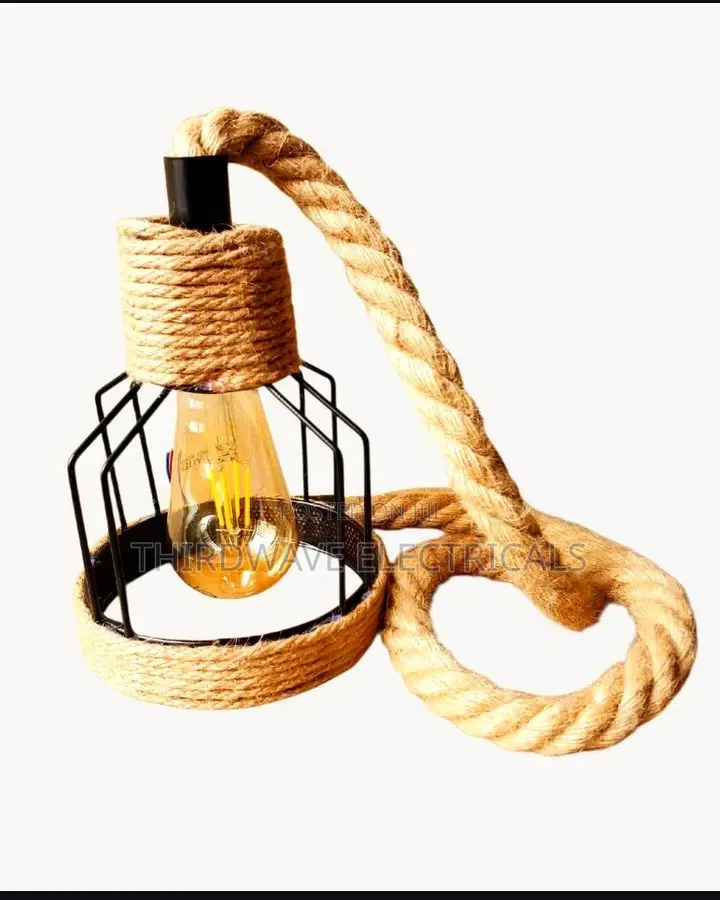 Unique Design Hanging Rustic Hemp Rope Pendant Light Ez4