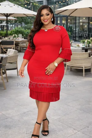 Bodycon Dress With Pleated Ruffle Sleeves Hem
