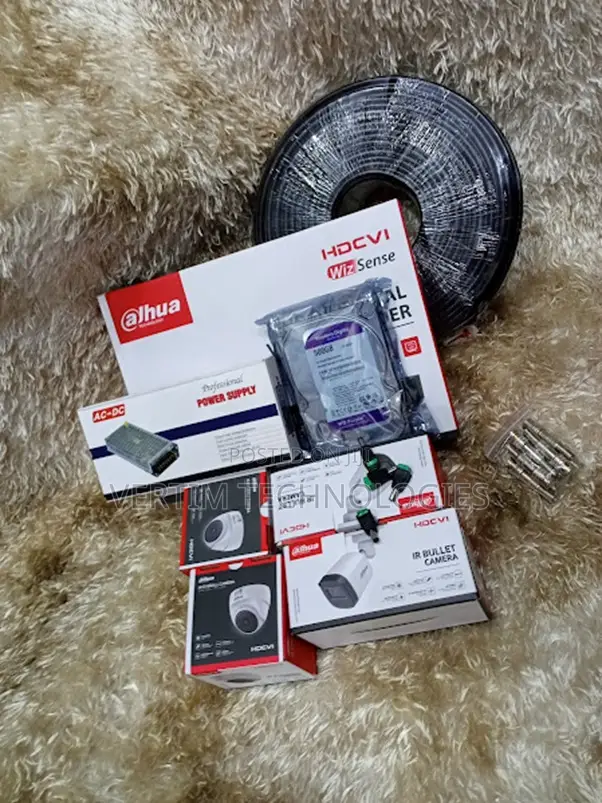 Dahua 4-Cameras Pack CCTV Kit,Power Supply Unit, Hard Disk