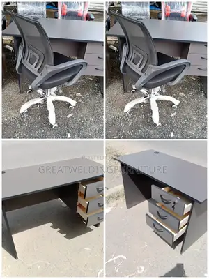 Black Mesh Office Chair With Modern Office Desk