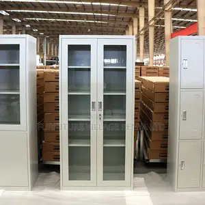 2-Glass Door Metallic Storage Office Cabinet