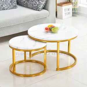 Round Twinned Marble Top Coffee Area Table