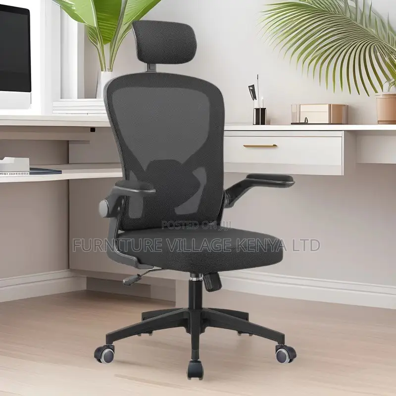 Swivel Adjustable Mesh Seat With Flip Armrest