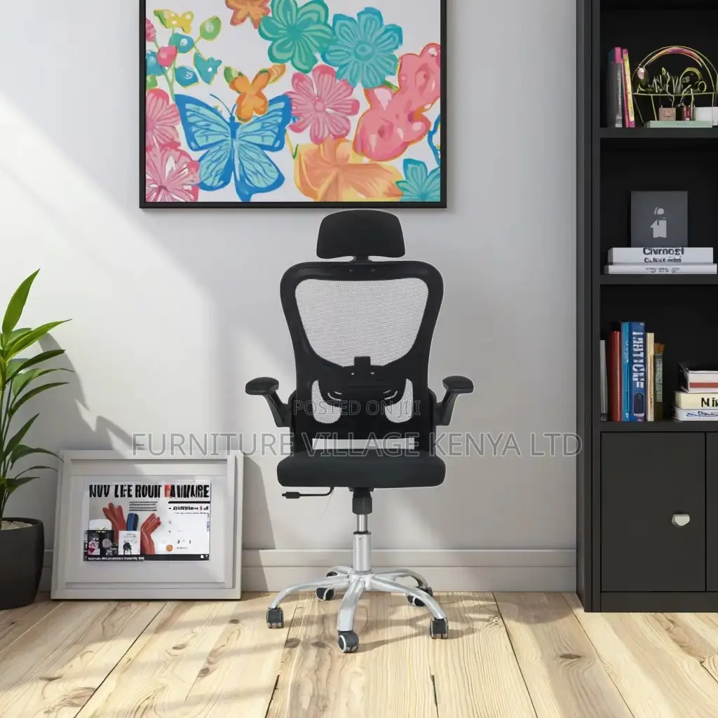 Swivel Adjustable Mesh Seat With Flip Armrest