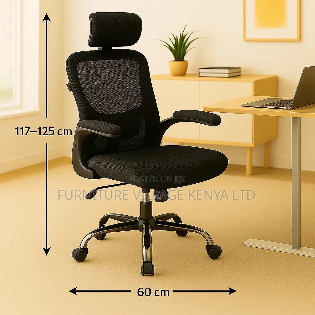 Swivel Adjustable Mesh Seat With Flip Armrest