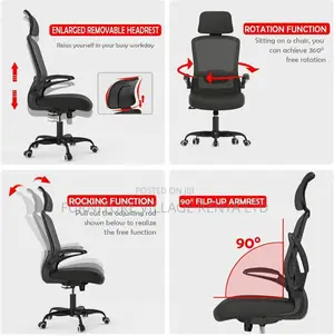 Black Swivel Mesh Ergonomic Desk Seat-Adjustable