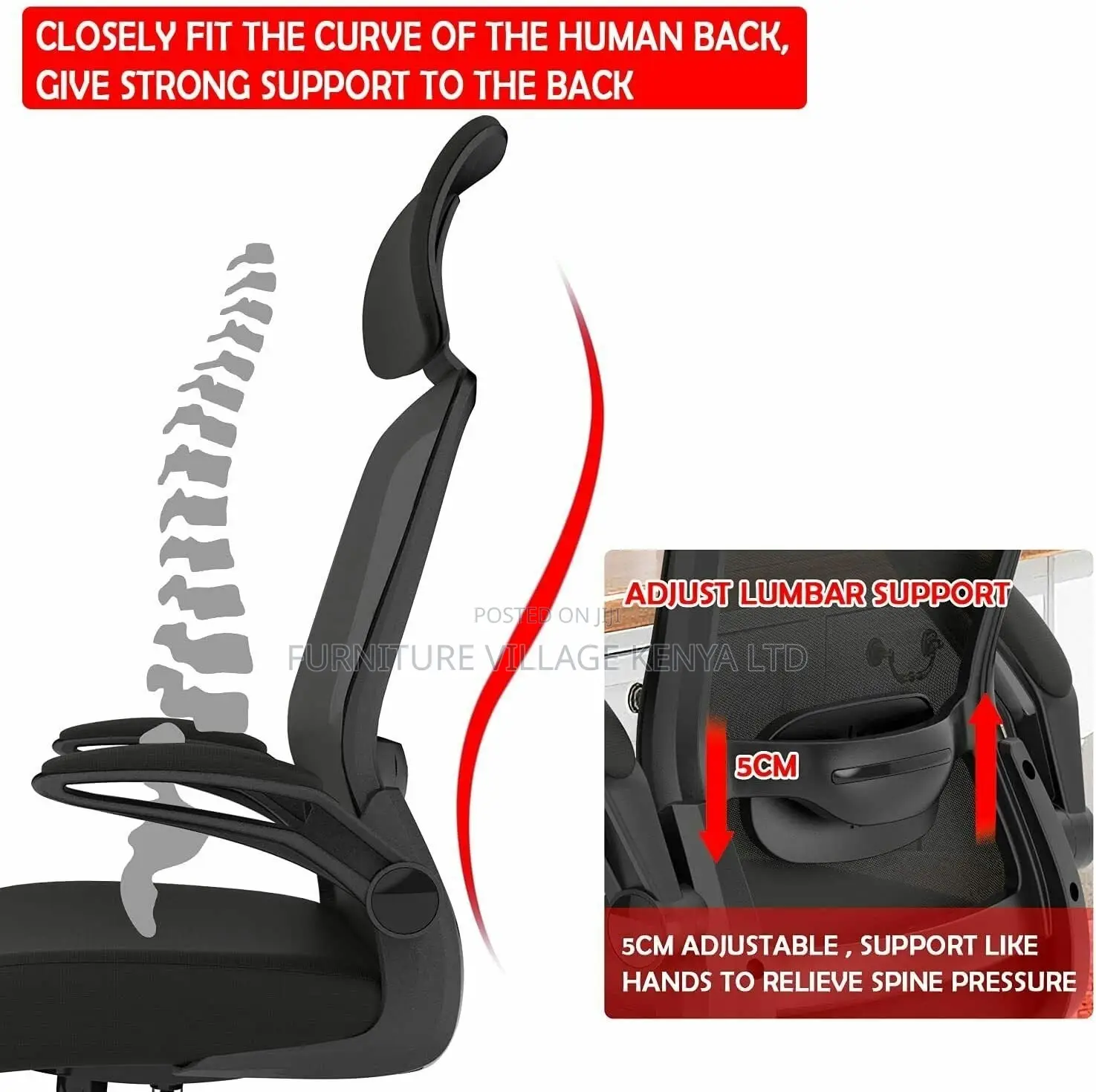 Black Swivel Mesh Ergonomic Desk Seat-Adjustable