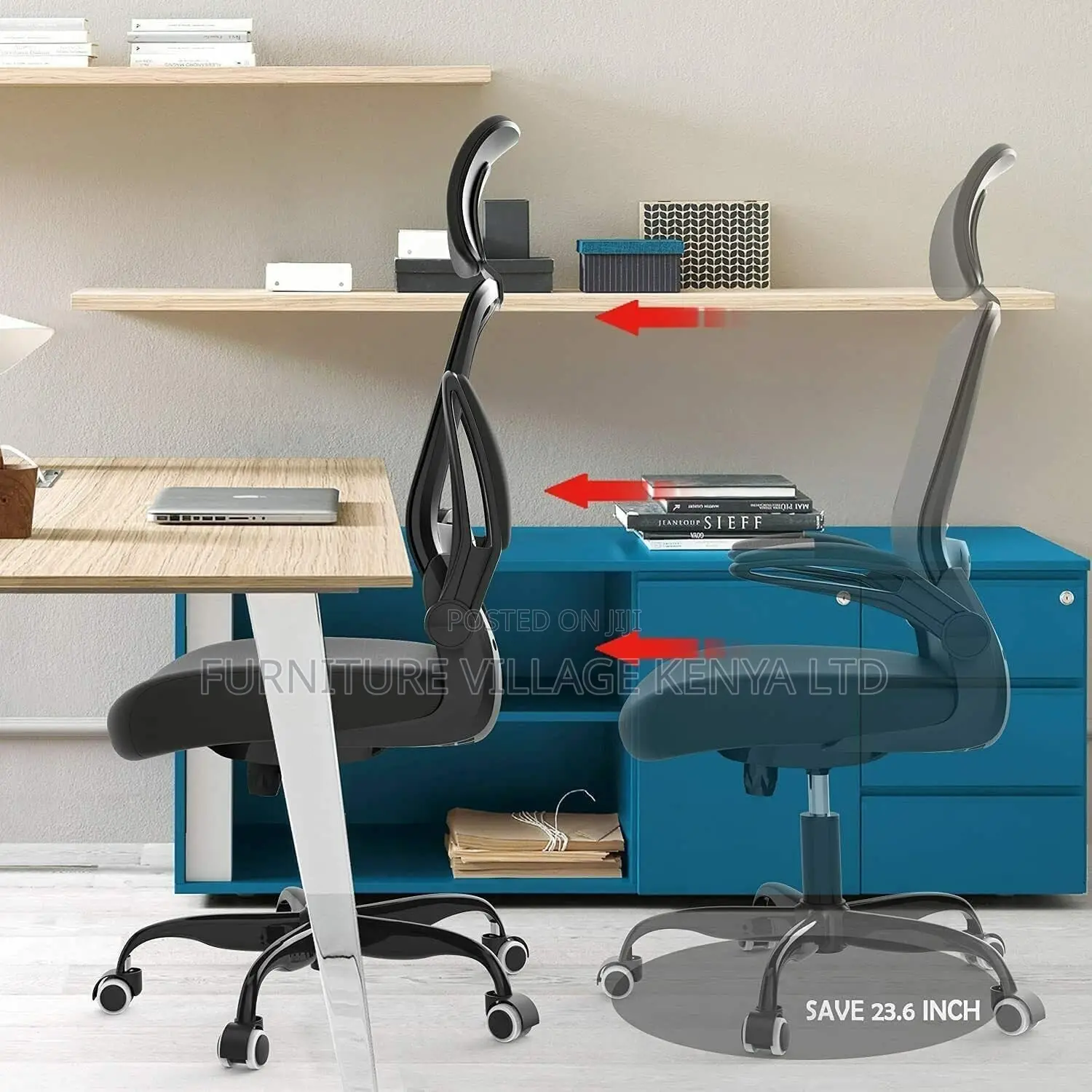 Black Swivel Mesh Ergonomic Desk Seat-Adjustable