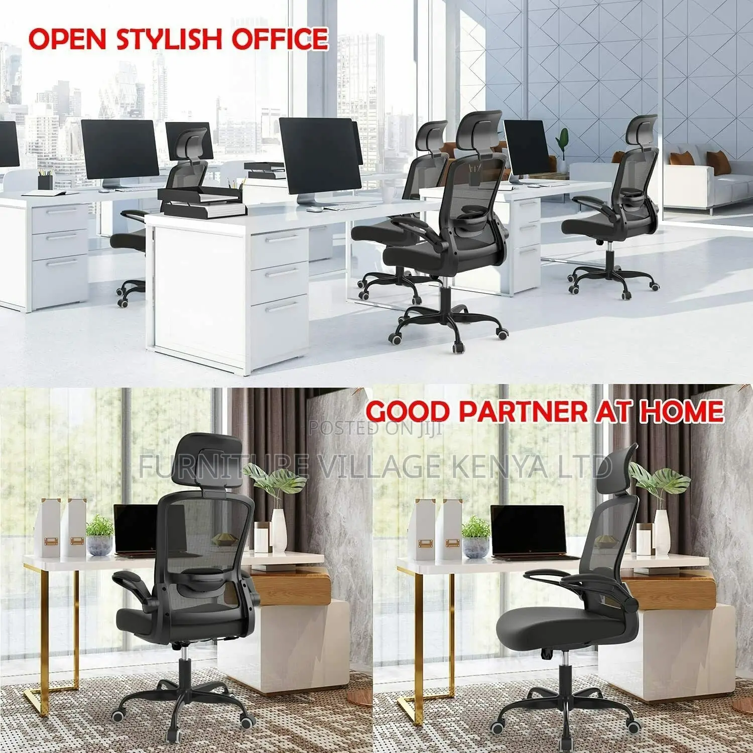 Black Swivel Mesh Ergonomic Desk Seat-Adjustable