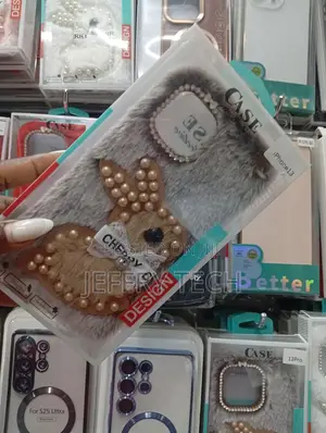 Fluffy Rabbit-Themed Plush Phone Case for an iPhone 13