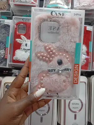Fluffy Plush Bunny Phone Case Compatible With the iPhone 14 Pro.