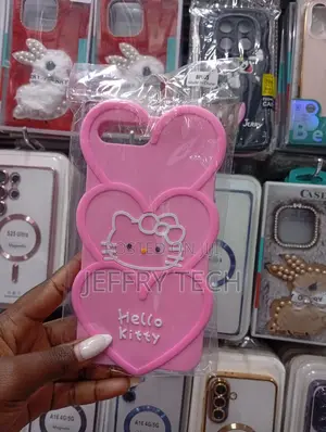 Pink Silicone Hello Kitty Phone Case for the Apple iPhone 8 Plus.