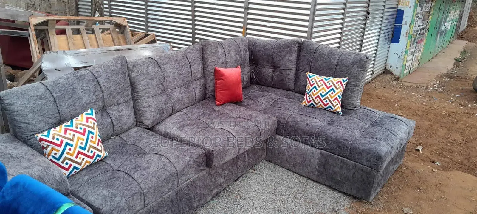 Brand New L-Shaped Sofa Color Grey.