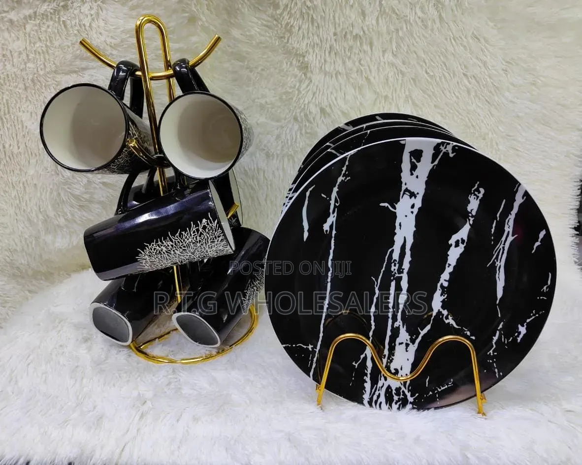 Classy 12pcs Tree Mug Ceramic Plates Set