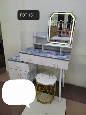 Modern Sliding Vanity With Marble-Look Top