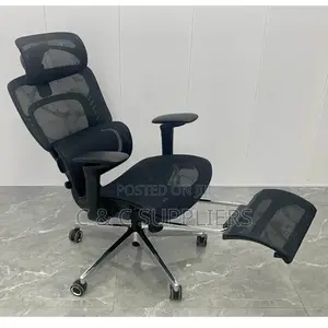 Office Chairs; Ergonomic Office Chair With Footrest (Black)