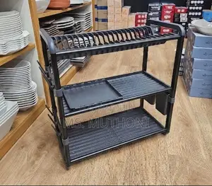 Aluminium Dish Drainer Rack With Drainer Board Utensils Cup Holder.