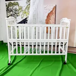 Multifunctional Wooden Baby Cot (White)