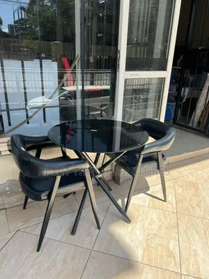 Black Top Bistro Glass Table.