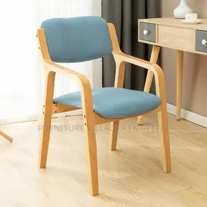 Modern Fabric Conference Chair With Wooden Armrest