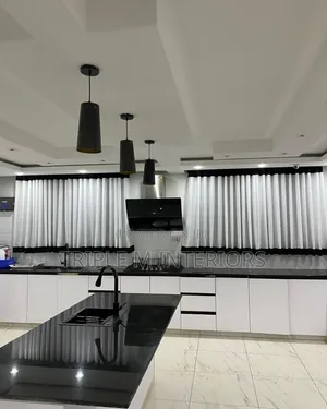 Complete Kitchen Curtain Set: 3m Main Drapes With 2m Plain Sheers