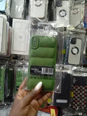 Green Mobile Phone Coverleather Texture and a Pocket Design