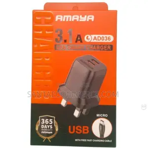 Amaya 3.1a Dual Usb Smart Charger With Micro-Usb Cable