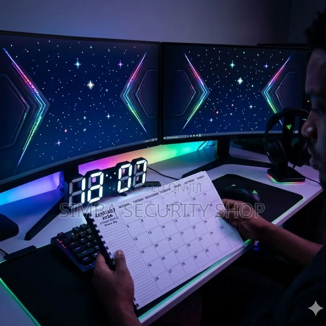 Gaming Smart 3d Led Digital Clock Black With Alarm Usb Thermometer Ai