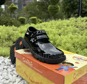 (Size:37-42 ) Girls Crabkids Black Wetlook School Shoes,