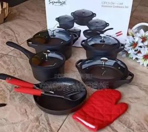 Colour Red 12 Pieces Signature Die Cast Nonstick Cookware Set