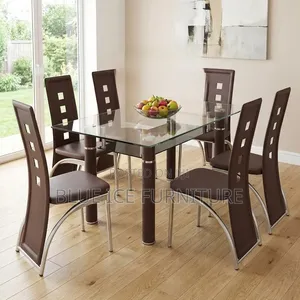 Modern Glass Dining Table With 6 Seating