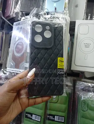 Black Pattern Leather Mobile Phone Cover Designed for the iPhone 14,