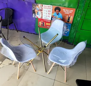 Gold Stand Colourless Round Dining Sets
