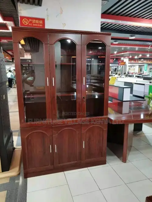 3-Door's Mahogany Glass Front Document Cabinet