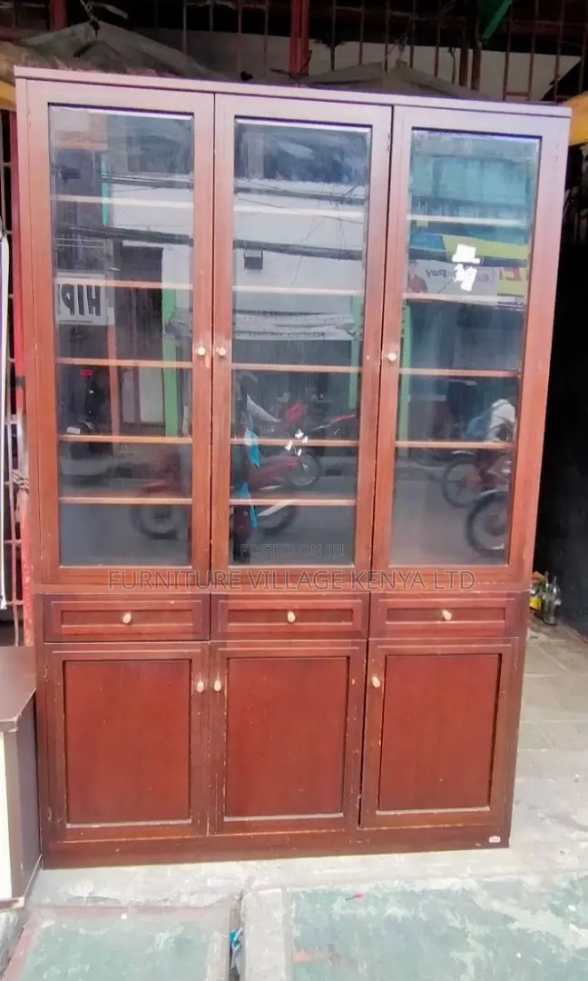 3-Door's Mahogany Glass Front Document Cabinet