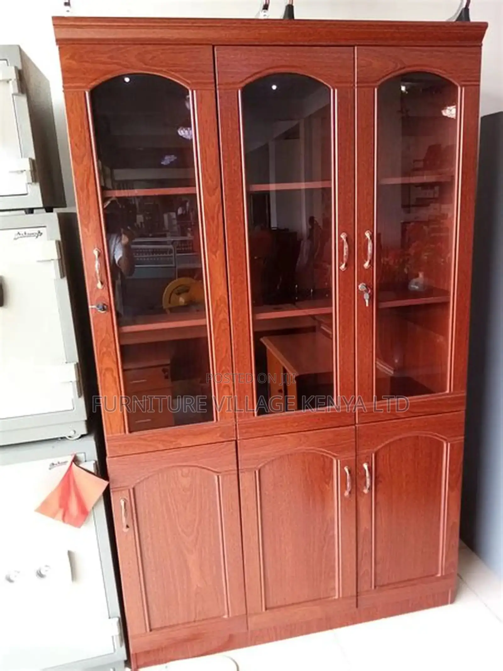 3-Door's Mahogany Glass Front Document Cabinet