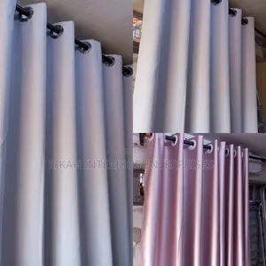 Pink and Light Grey Black Out Curtains