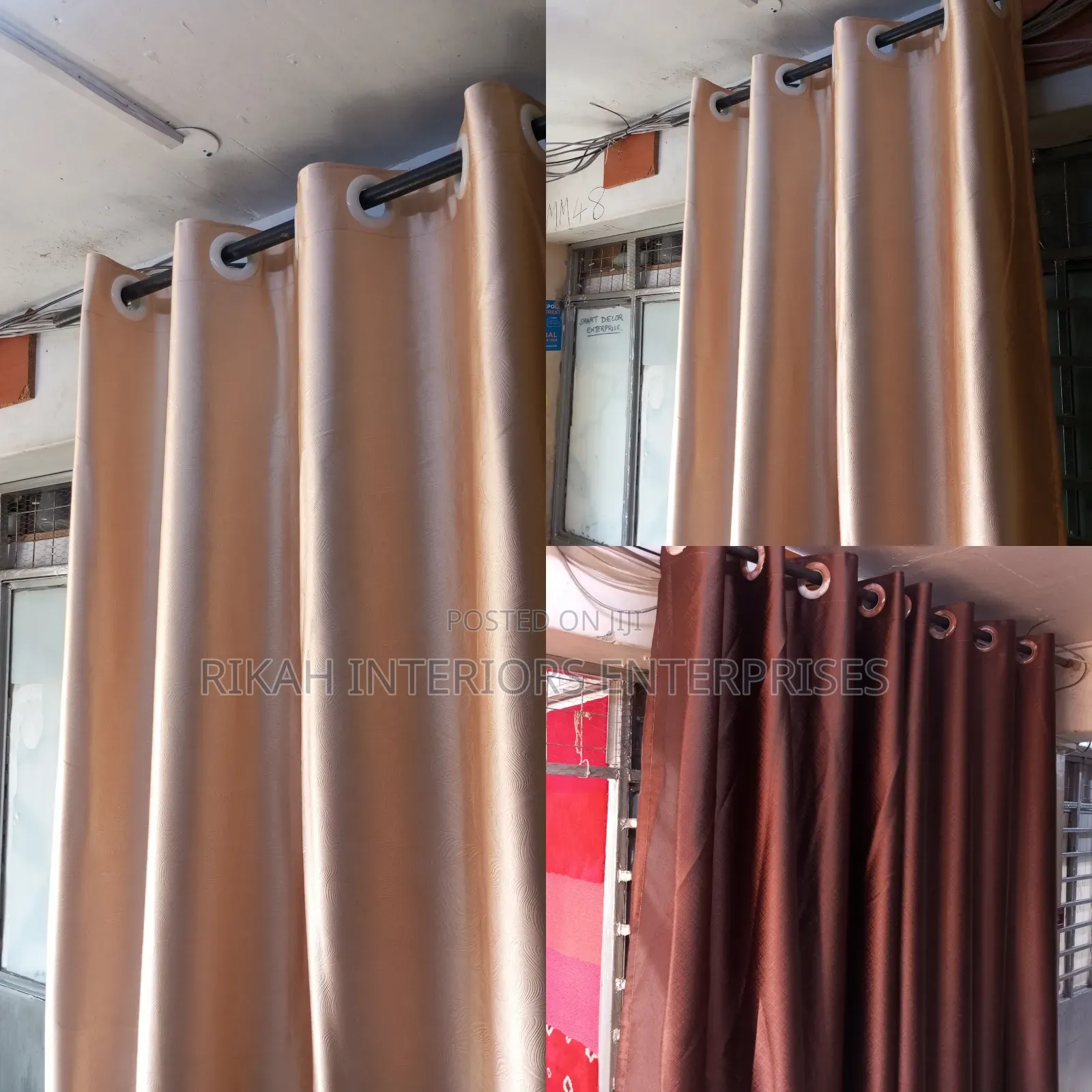 Baige and Dark Chocolate Black Out Curtains