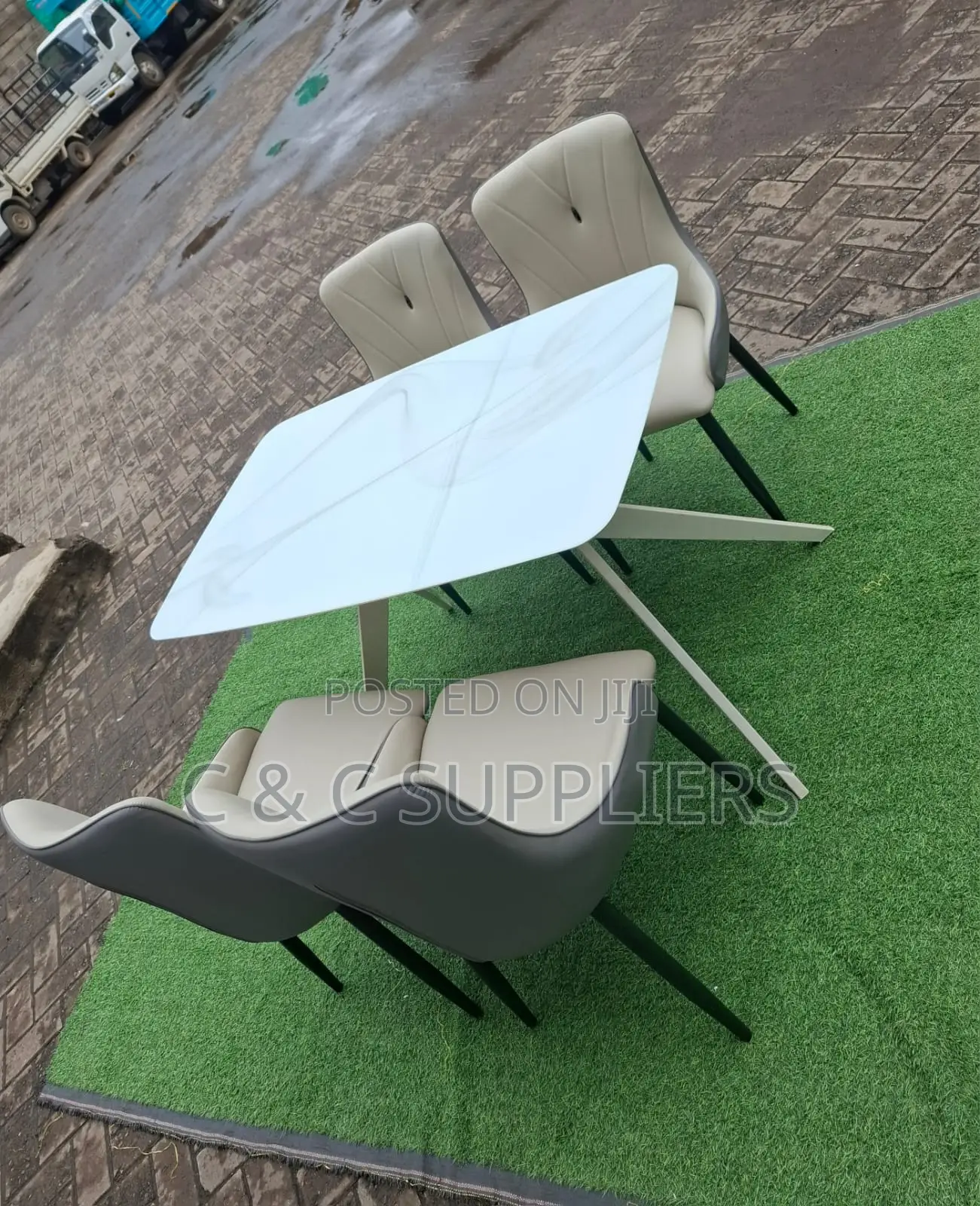 Dining Tables; 4-Seater Marble Top Modern Dining Sets