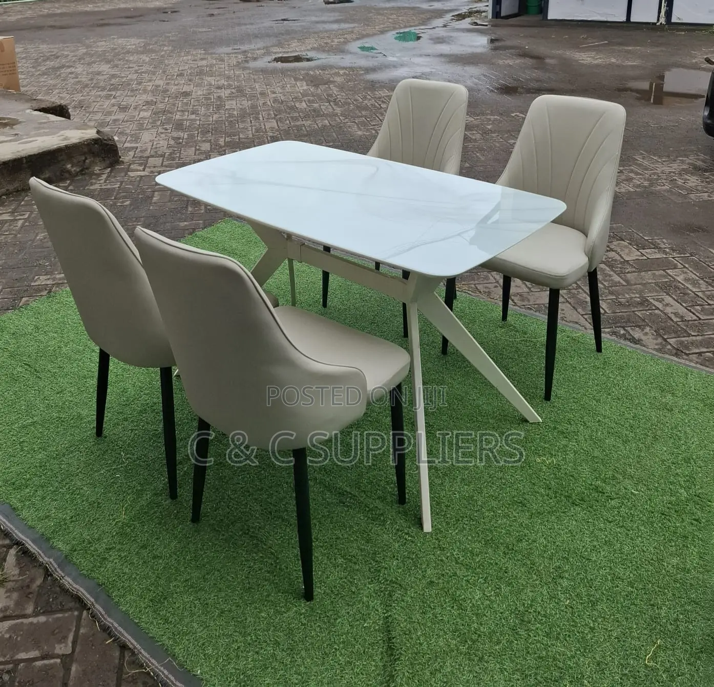Dining Tables; 4-Seater Marble Top Modern Dining Sets