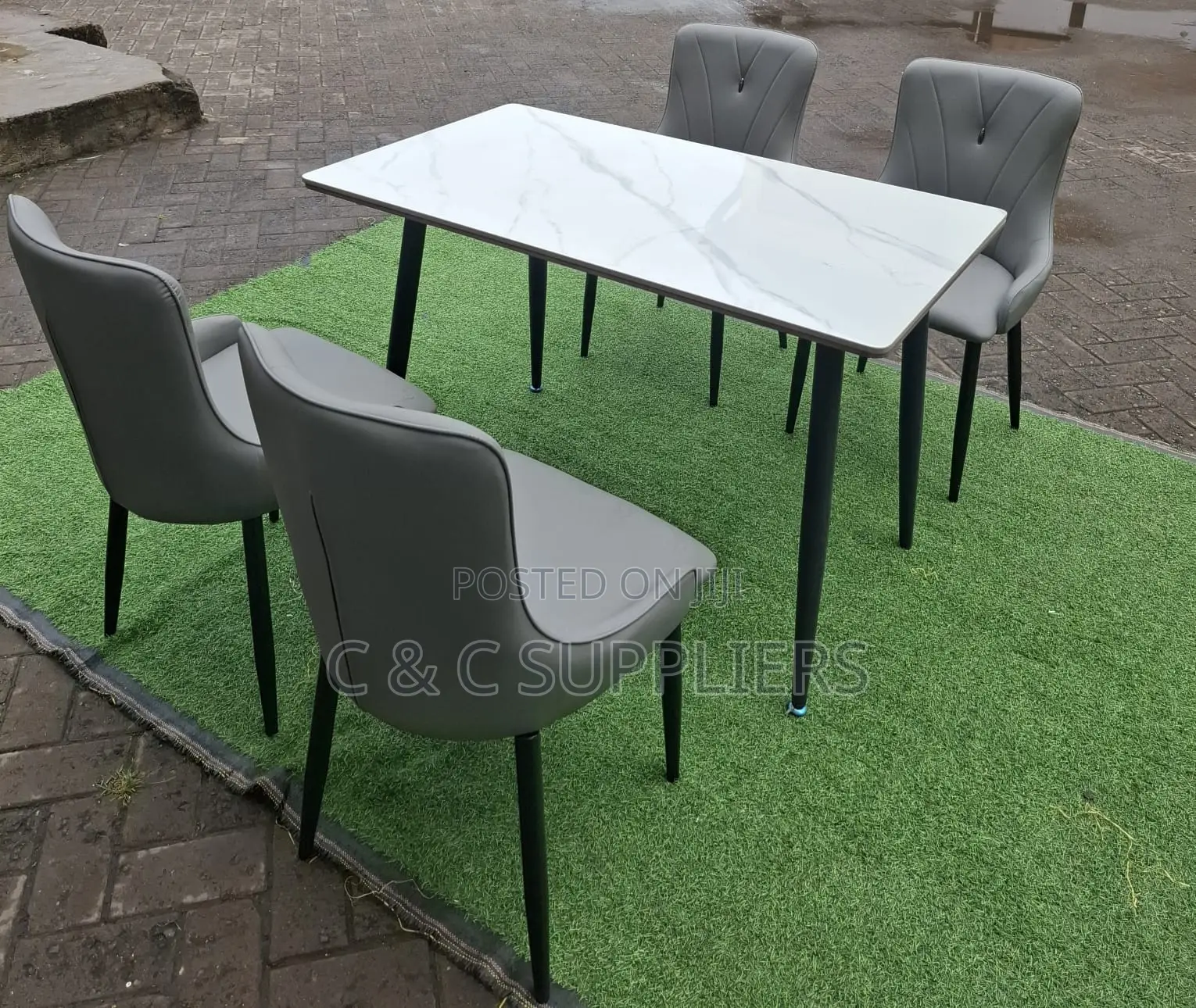 Dining Tables; 4-Seater Marble Top Modern Dining Sets
